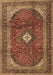 Machine Washable Medallion Brown Traditional Rug, wshtr4405brn