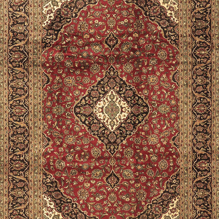 Machine Washable Medallion Brown Traditional Rug, wshtr4405brn