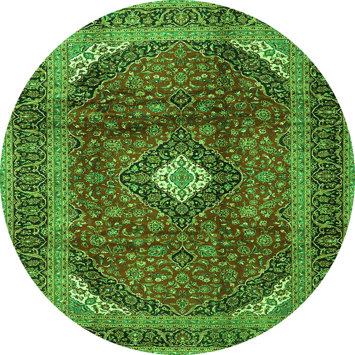 Machine Washable Medallion Green Traditional Area Rugs, wshtr4405grn
