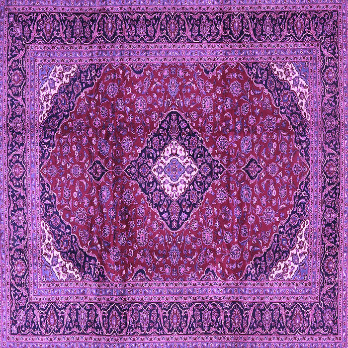 Square Machine Washable Medallion Purple Traditional Area Rugs, wshtr4405pur