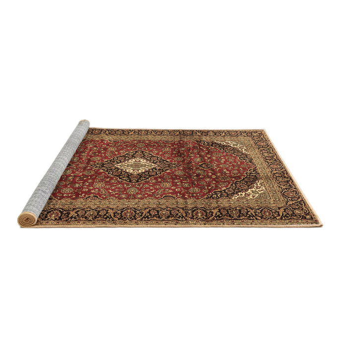 Sideview of Machine Washable Medallion Brown Traditional Rug, wshtr4405brn