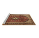 Sideview of Machine Washable Medallion Brown Traditional Rug, wshtr4405brn