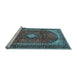 Sideview of Machine Washable Medallion Light Blue Traditional Rug, wshtr4405lblu