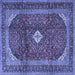 Square Medallion Blue Traditional Rug, tr4405blu