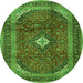 Square Medallion Green Traditional Rug, tr4405grn