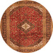 Square Medallion Orange Traditional Rug, tr4405org