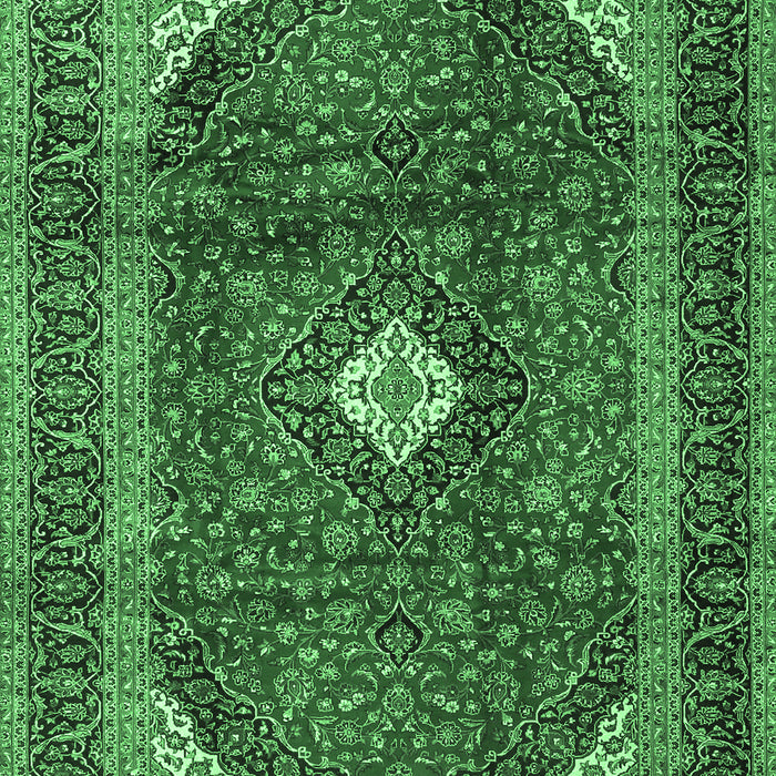 Machine Washable Medallion Emerald Green Traditional Area Rugs, wshtr4405emgrn