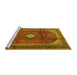 Sideview of Machine Washable Medallion Yellow Traditional Rug, wshtr4405yw