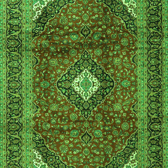Serging Thickness of Machine Washable Medallion Green Traditional Area Rugs, wshtr4405grn