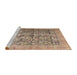 Sideview of Machine Washable Traditional Dark Gold Brown Rug, wshtr4406