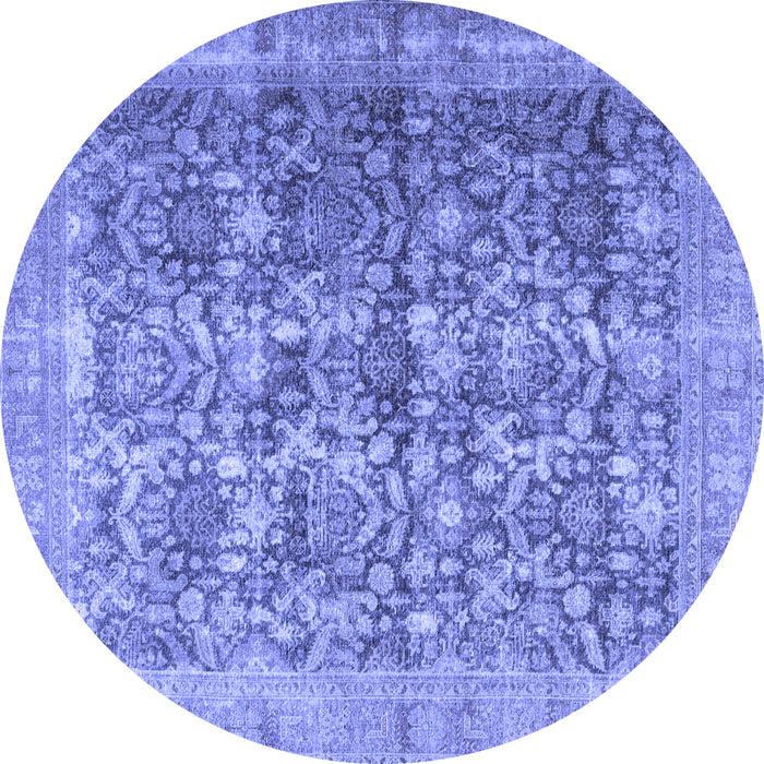 Round Persian Blue Traditional Rug, tr4406blu