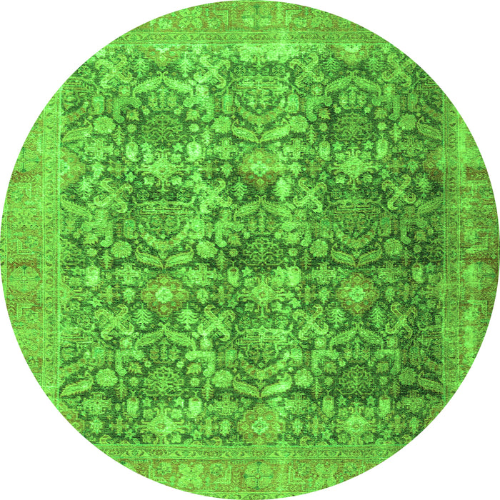 Square Persian Green Traditional Rug, tr4406grn