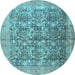 Round Persian Light Blue Traditional Rug, tr4406lblu