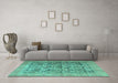 Machine Washable Persian Turquoise Traditional Area Rugs in a Living Room,, wshtr4406turq