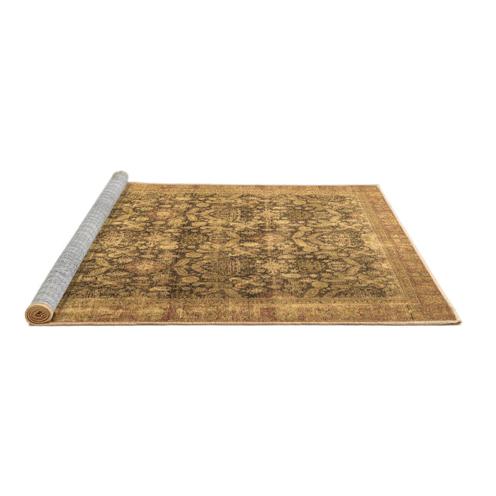 Sideview of Machine Washable Persian Brown Traditional Rug, wshtr4406brn