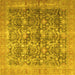 Square Machine Washable Persian Yellow Traditional Rug, wshtr4406yw