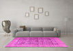 Machine Washable Persian Pink Traditional Rug in a Living Room, wshtr4406pnk