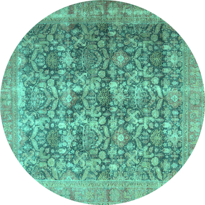Round Persian Turquoise Traditional Rug, tr4406turq
