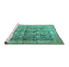 Sideview of Machine Washable Persian Turquoise Traditional Area Rugs, wshtr4406turq