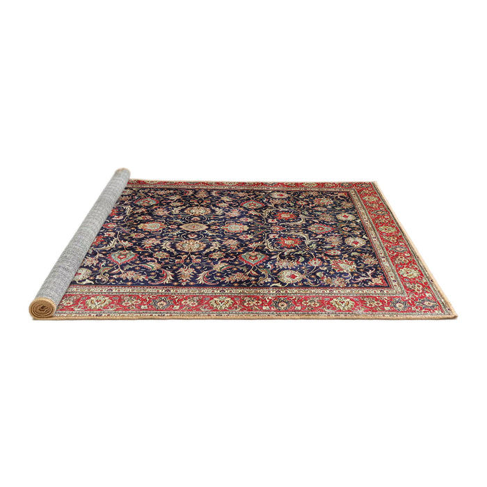Sideview of Machine Washable Traditional Vermilion Red Rug, wshtr4407