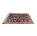 Sideview of Machine Washable Traditional Vermilion Red Rug, wshtr4407