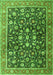 Serging Thickness of Machine Washable Persian Green Traditional Area Rugs, wshtr4407grn