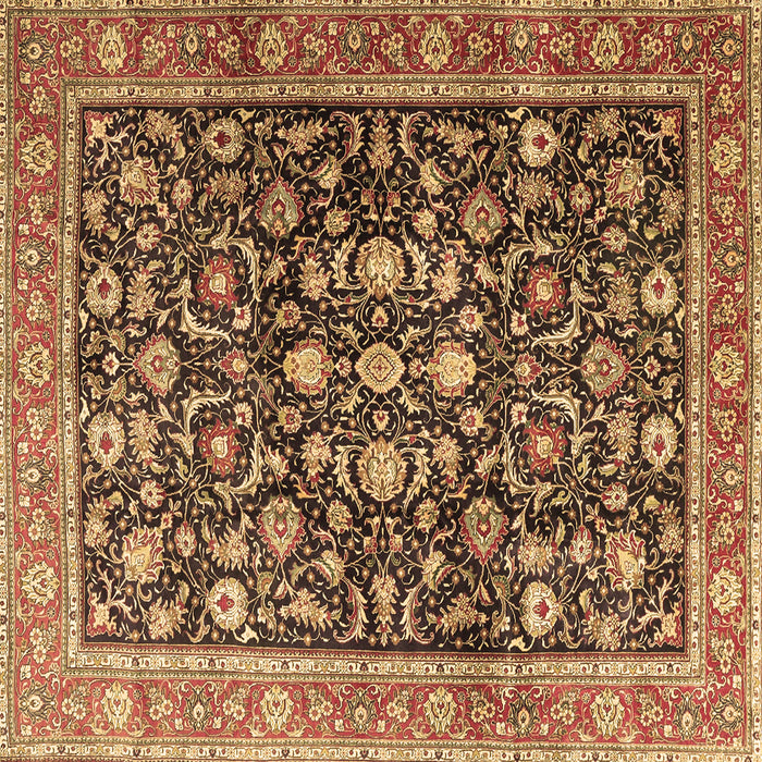 Square Persian Brown Traditional Rug, tr4407brn