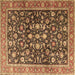 Square Persian Brown Traditional Rug, tr4407brn