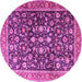 Round Machine Washable Persian Pink Traditional Rug, wshtr4407pnk