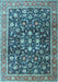 Machine Washable Persian Light Blue Traditional Rug, wshtr4407lblu