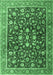 Machine Washable Persian Emerald Green Traditional Area Rugs, wshtr4407emgrn