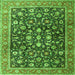 Round Machine Washable Persian Green Traditional Area Rugs, wshtr4407grn