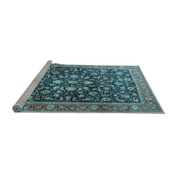 Sideview of Machine Washable Persian Light Blue Traditional Rug, wshtr4407lblu