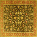 Square Machine Washable Persian Yellow Traditional Rug, wshtr4407yw