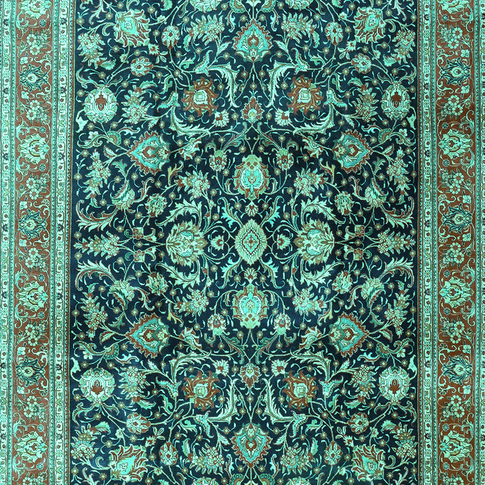 Machine Washable Persian Turquoise Traditional Area Rugs, wshtr4407turq