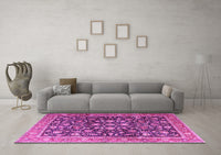 Machine Washable Persian Pink Traditional Rug, wshtr4407pnk