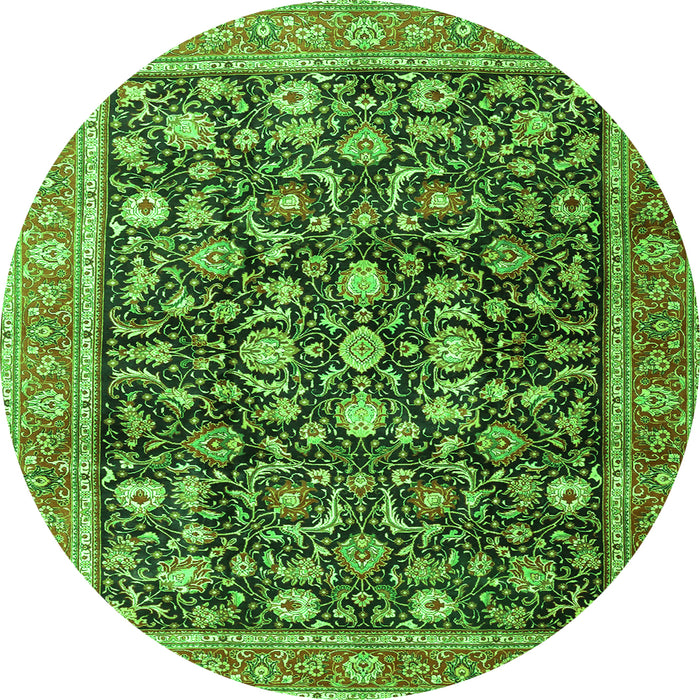 Square Persian Green Traditional Rug, tr4407grn