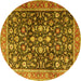Round Persian Yellow Traditional Rug, tr4407yw