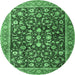 Round Persian Emerald Green Traditional Rug, tr4407emgrn