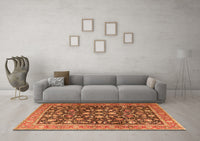 Machine Washable Persian Orange Traditional Rug, wshtr4407org