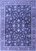 Machine Washable Persian Blue Traditional Rug, wshtr4407blu