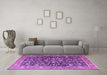 Machine Washable Persian Purple Traditional Area Rugs in a Living Room, wshtr4407pur