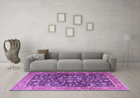 Machine Washable Persian Purple Traditional Rug, wshtr4407pur