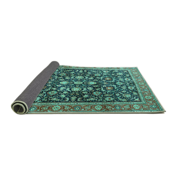 Sideview of Persian Turquoise Traditional Rug, tr4407turq
