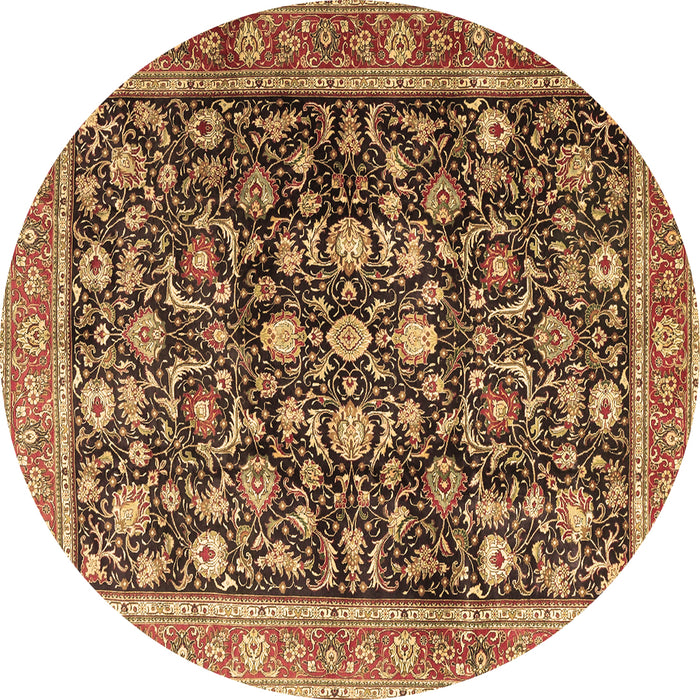 Round Persian Brown Traditional Rug, tr4407brn