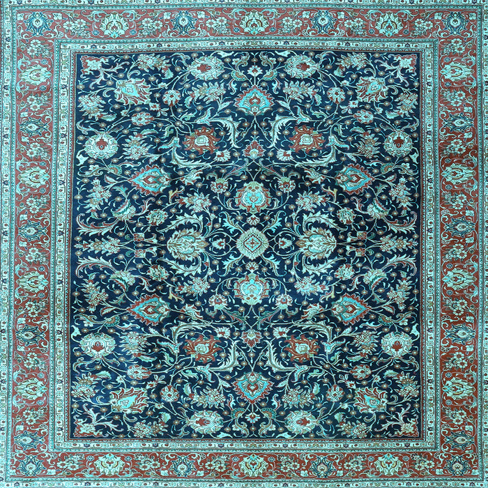 Square Machine Washable Persian Light Blue Traditional Rug, wshtr4407lblu