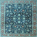 Square Machine Washable Persian Light Blue Traditional Rug, wshtr4407lblu