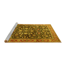 Sideview of Machine Washable Persian Yellow Traditional Rug, wshtr4407yw