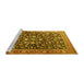 Sideview of Machine Washable Persian Yellow Traditional Rug, wshtr4407yw