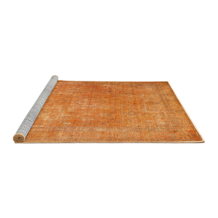 Sideview of Machine Washable Traditional Dark Orange Rug, wshtr4408